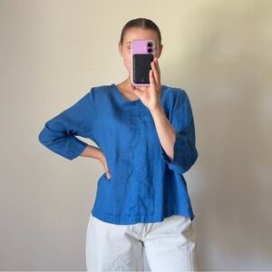 Nicole Miller 100% Cotton 3/4 Sleeve Button Down Back Shirt Top Women’s Medium